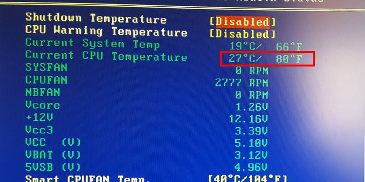 Check CPU temp BIOS