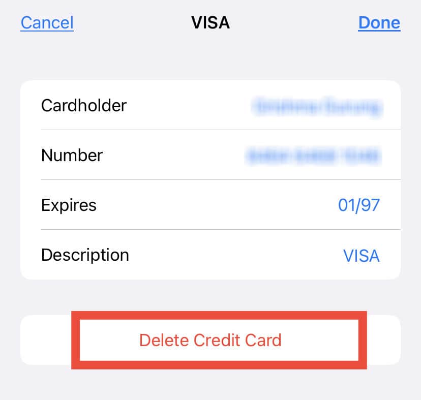 Credit Card details