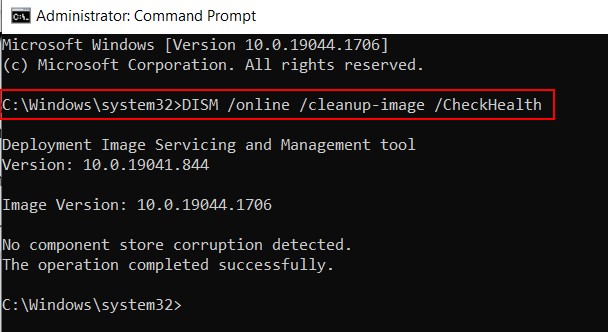 DISMCheckHealth
