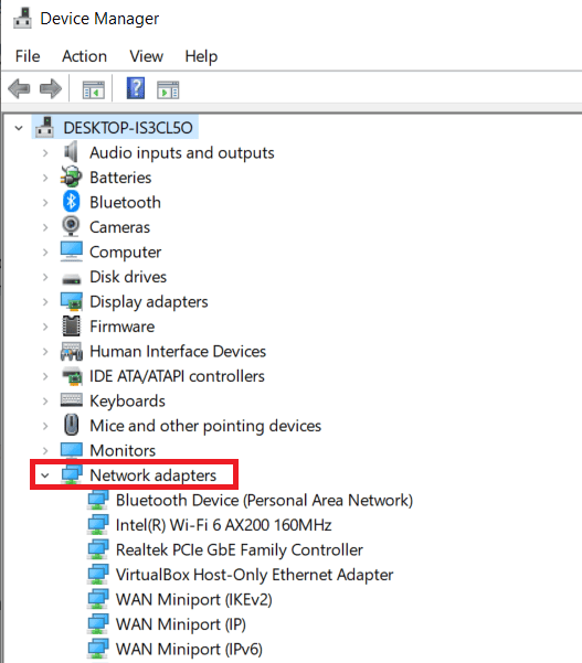 DeviceManagerNetworkAdapters