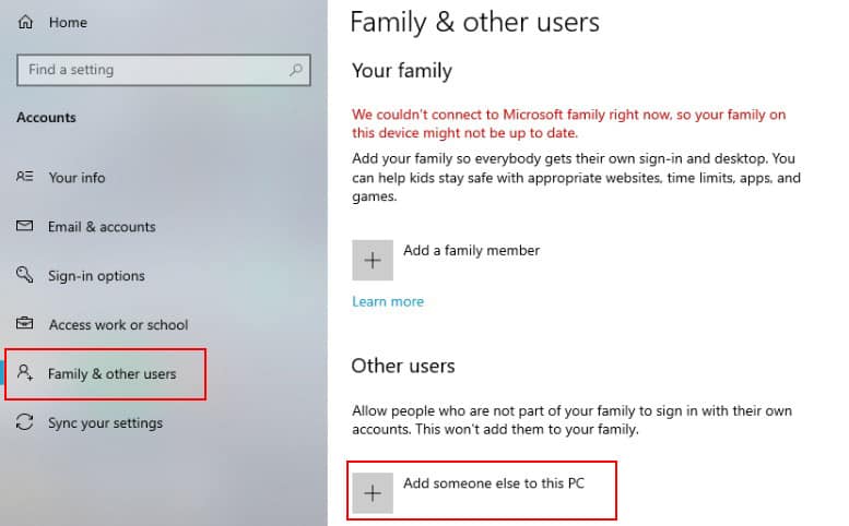 Family and other users