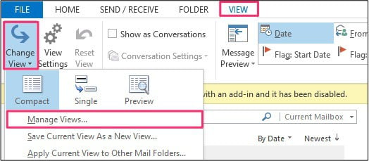 Manage Views in Outlook