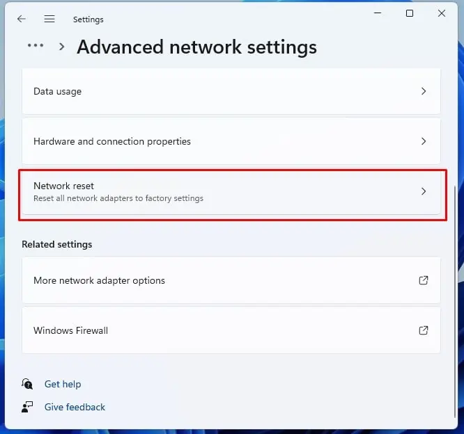 NetworkReset