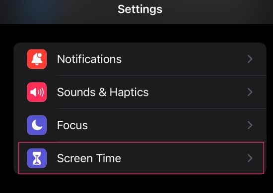 Screen Time option in iPHONE