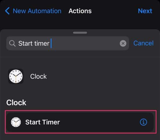 Search Start Timer option