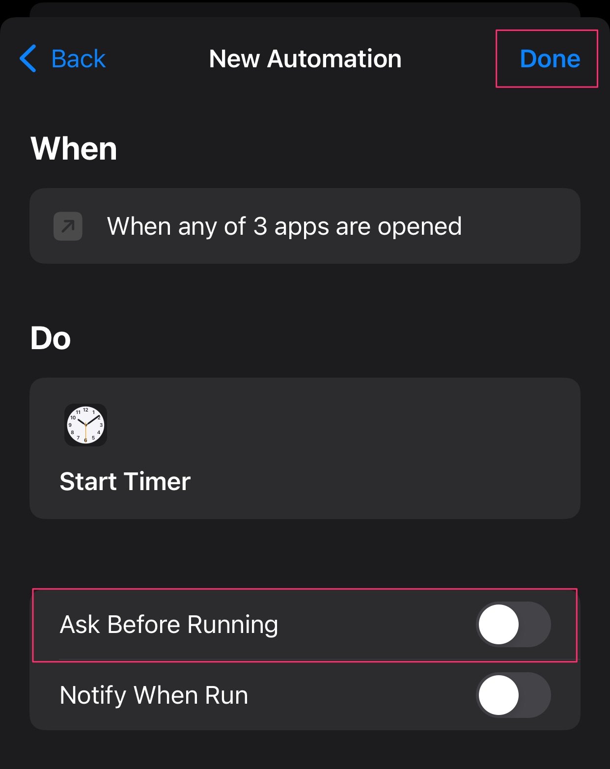 Turn off Ask Before Running