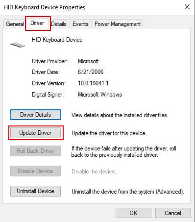 Update keyboard driver