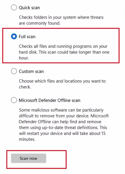 Windows 11 full scan