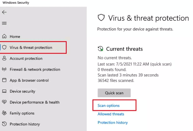 Windows 11 virus and threat protection