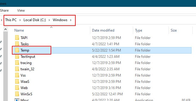 Windows-temp-folder