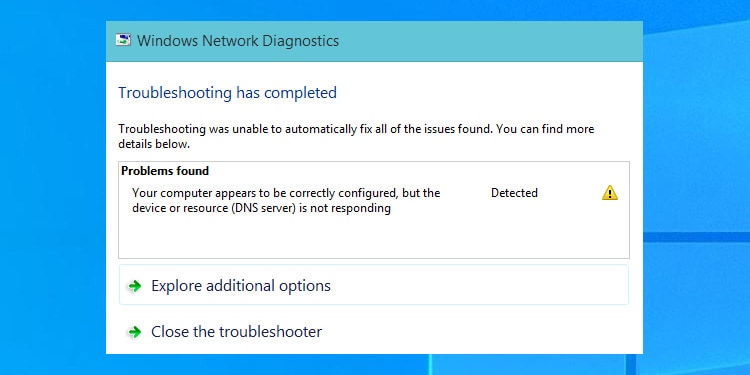 Your computer appears to be correctly configured, but the device or resource is not responding