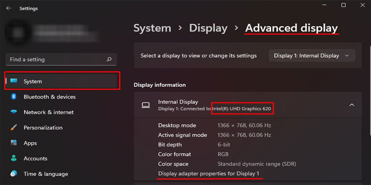 advanced display adapter settings