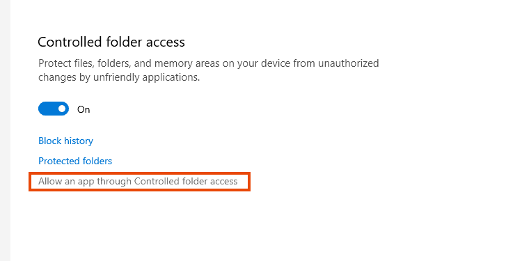 allow app through controlled access