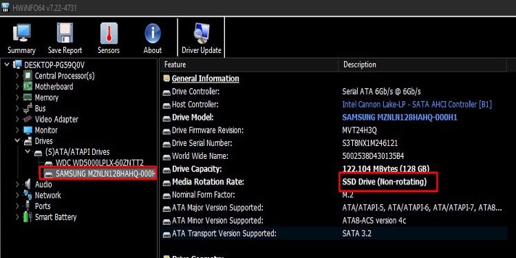 check ssd using hwinfo