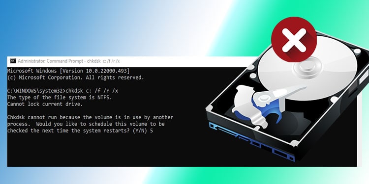 chkdsk cannot run because the volume is in use by another process