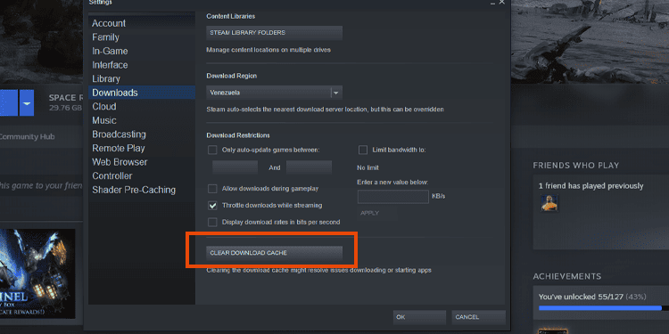 clear download cache steam