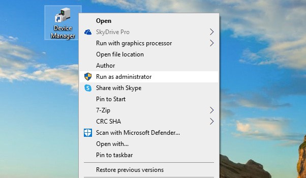 device-manager-shortcut-run-as-admin