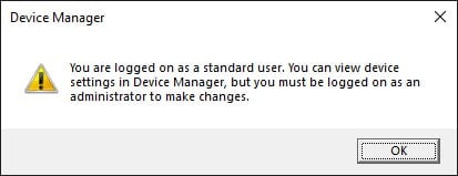 device-manager-you-are-logged-on-as-standard-user