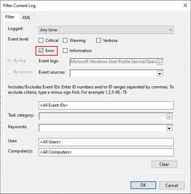 event-viewer-filter-log