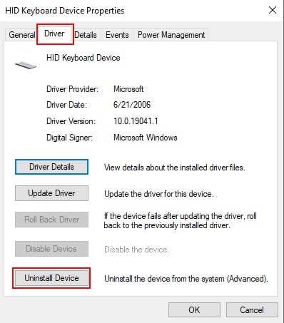 keyboard uninstall