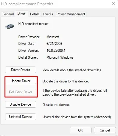 mouse-driver-update-rollback