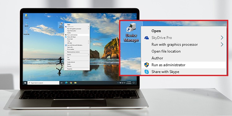 open device manager as admin