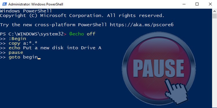 powershell pause