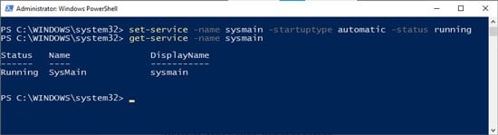 powershell-start-enable-sysmain