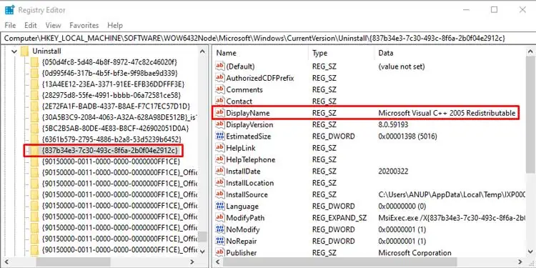 How To Fix SCCM Deployment Error 0X87D00324 6 registry-key-guid-product-code-display-name
