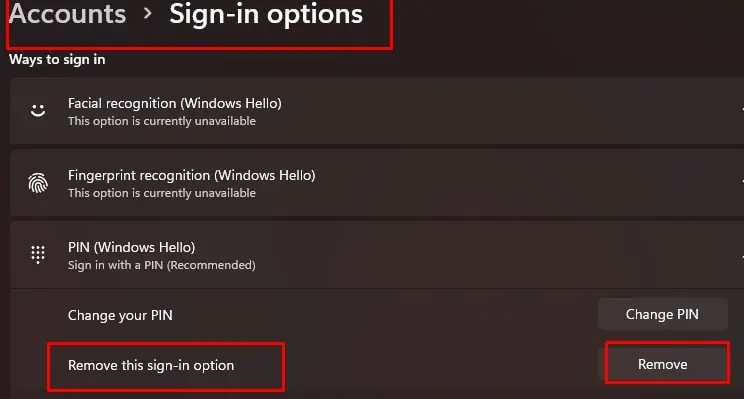 remove-old-pin-in-windows-settings