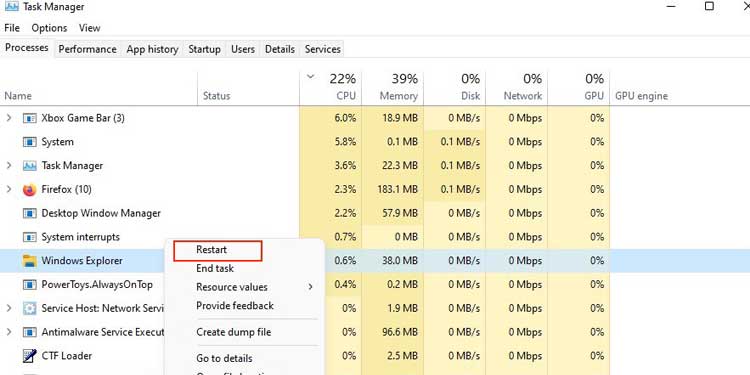 restart-windows-explorer