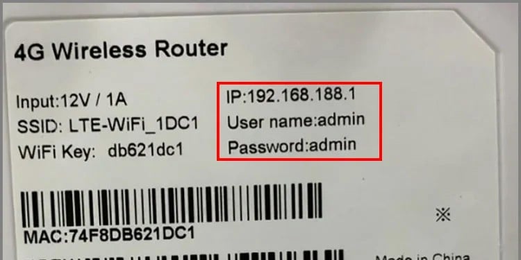 router ip address on the back 