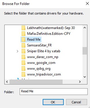 select downloaded driver