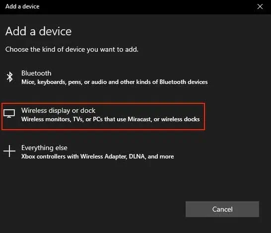 select-wireless-display-or-dock