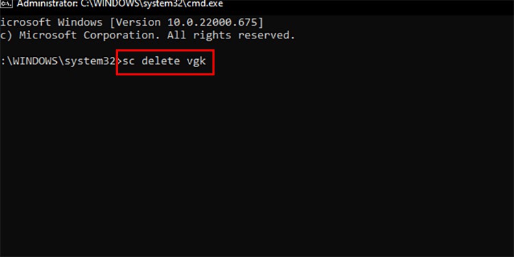 Uninstall Valorant using command prompt