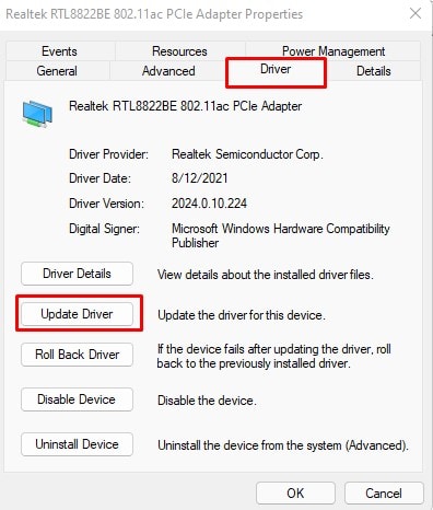 update network driver