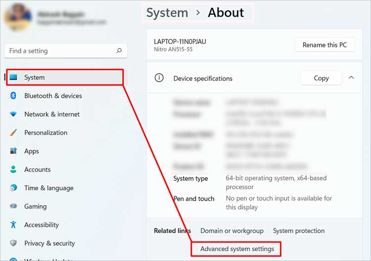 Open Advanced-System-Settings