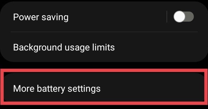 Android Settings Battery & Device Care Battery More Battery Settings