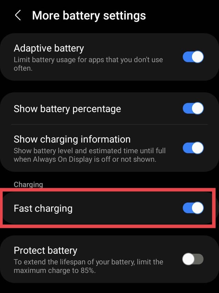 Android turn on Fast Charging