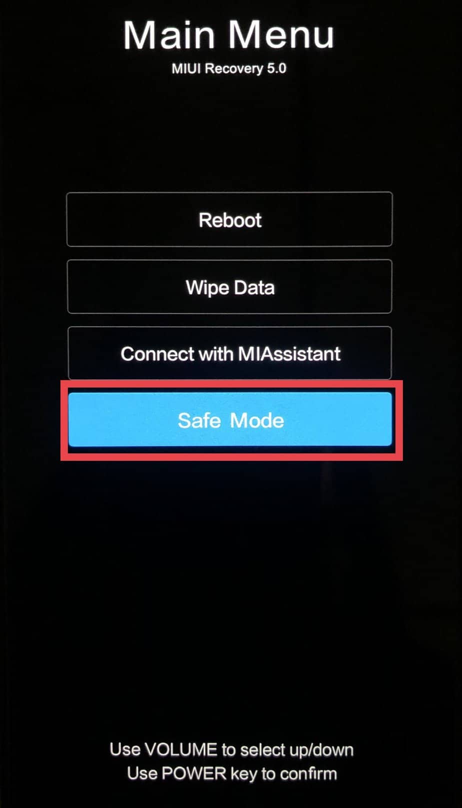 Android turn on Safe Mode