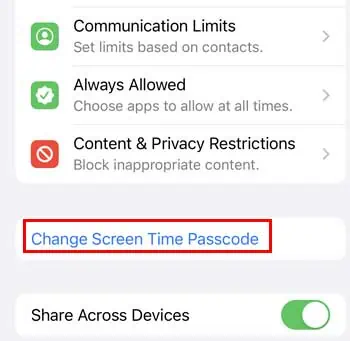 Change-screen-time-passcode