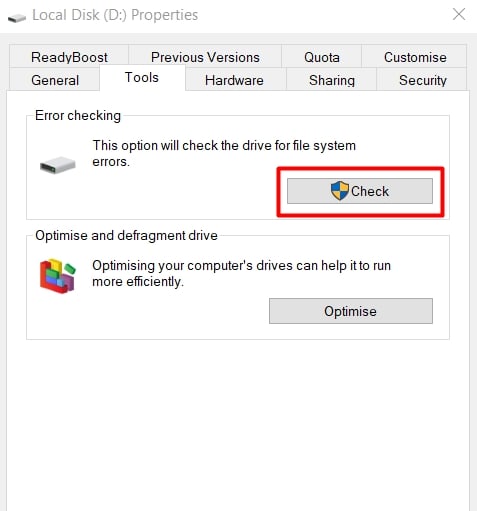 Check for Errors