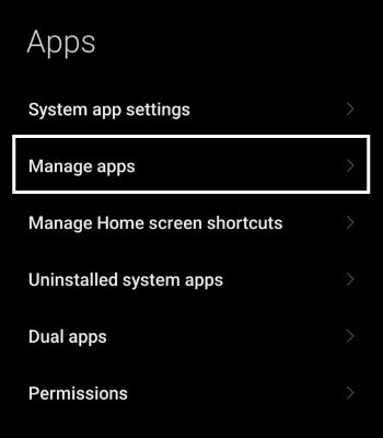 Click on Manage Apps