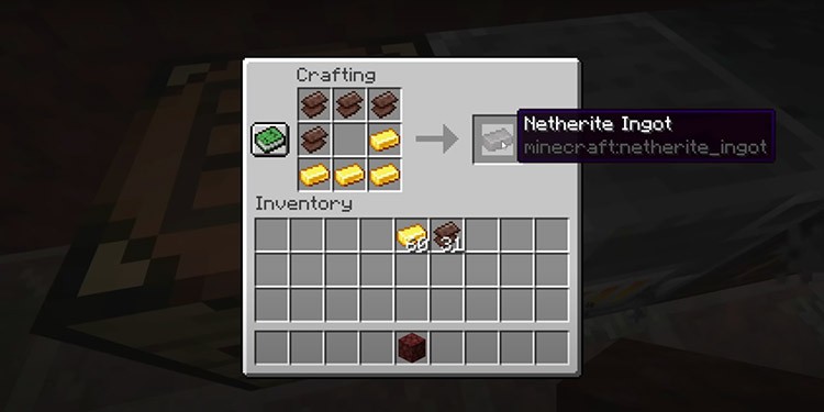 Gold ingots into netherite ingot