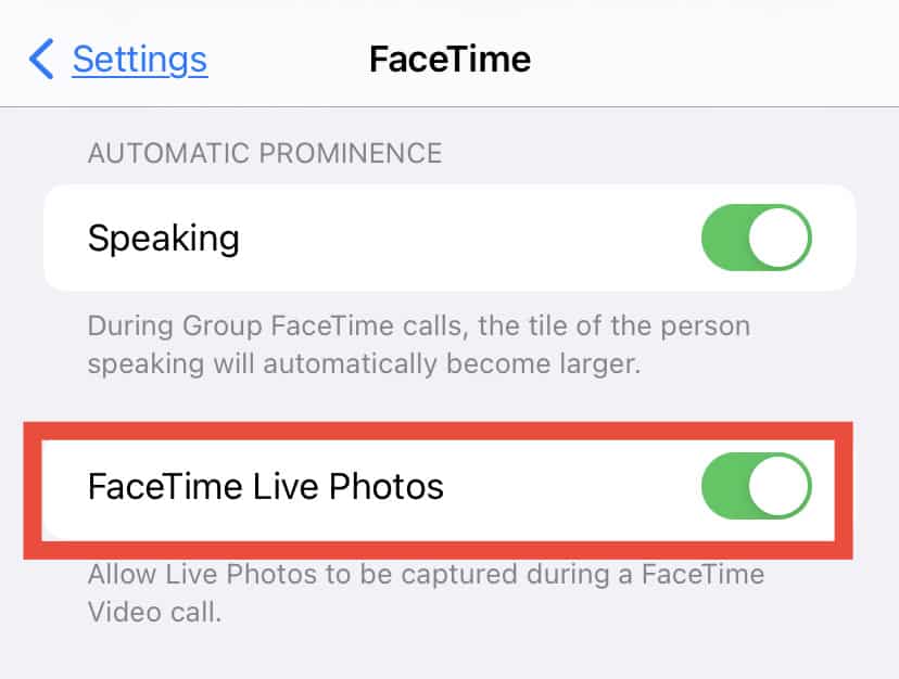 facetime live photos