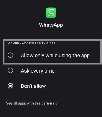 If Camera and Microphone permission is disallowed, click on it and allow the app to access it