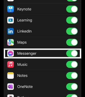 Look for Messenger and tap to enable it