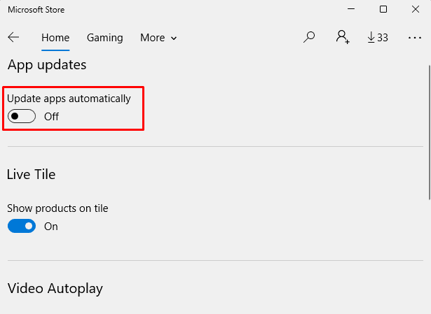 MicrosoftStoreUpdateAppsAutomaticallyOff