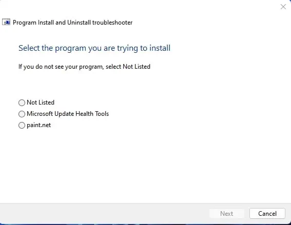 ProgramInstallUninstallTroubleshooter_SelectProgram