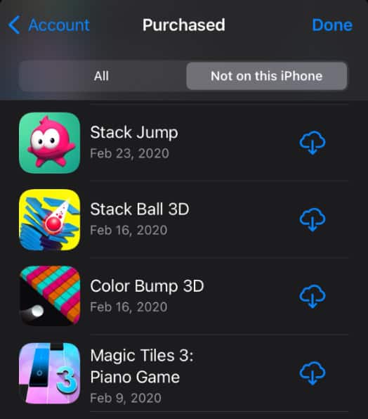 Purchased apps